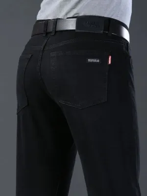 Men's Deep Black Regular Jeans, Soft Denim — view 5