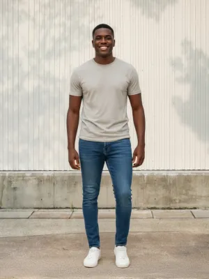 Men's Deep Blue Washed Skinny Jeans — view 1