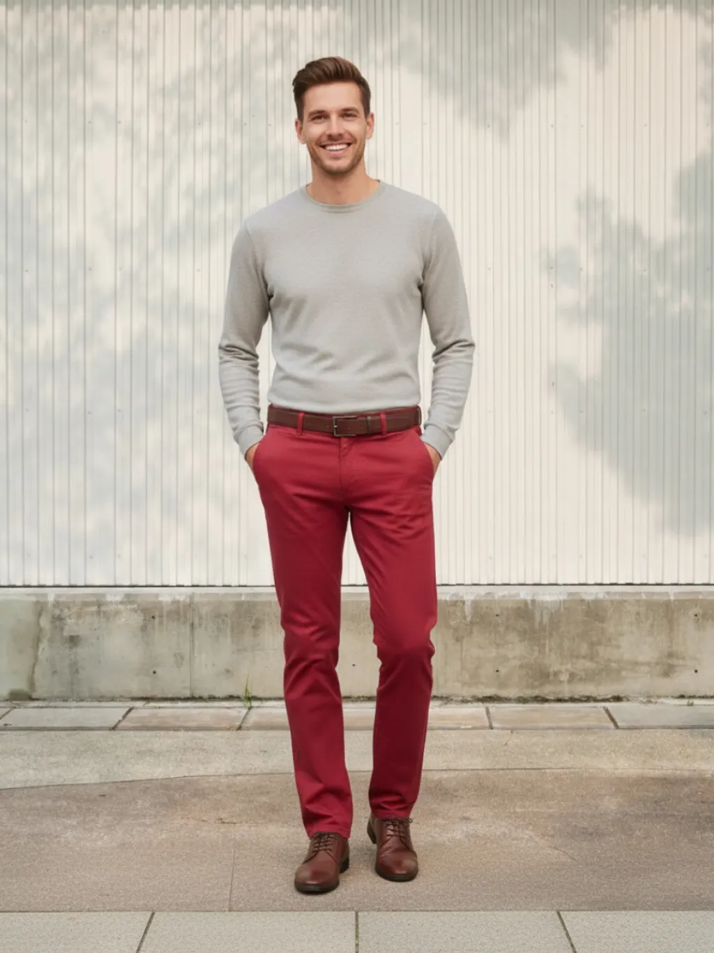 Men's Elegant Deep Red Slim Fit Jeans