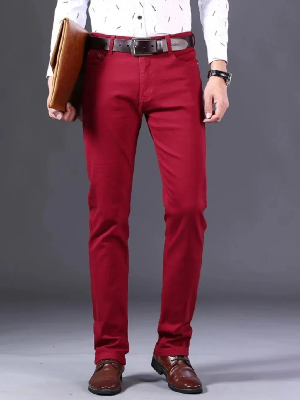 Men's Elegant Deep Red Slim Fit Jeans — quality denim, made to last