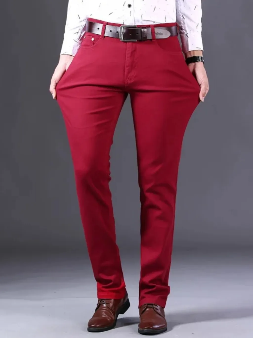 Men's Elegant Deep Red Slim Fit Jeans — endless ways to style it