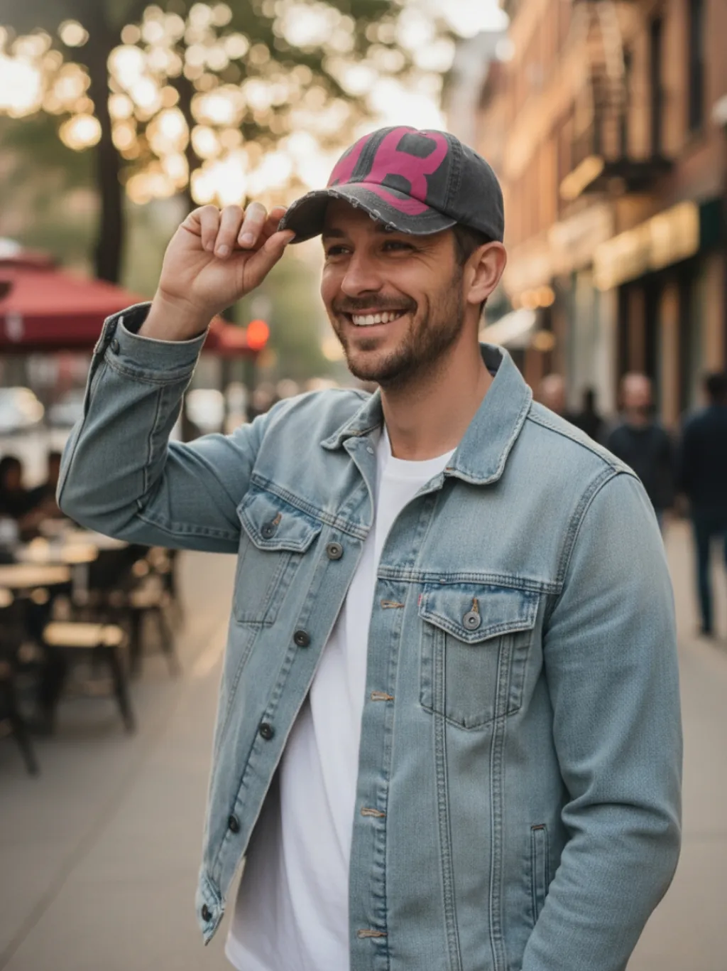 Men's Denim Baseball Cap with Letter B — quality denim, made to last