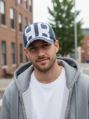 Men's Denim Baseball Cap with Letter B — view 4