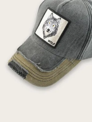 Men's Denim Cap with Wolf Motif — view 6