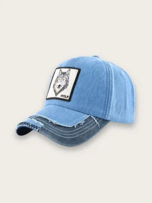 Men's Denim Cap with Wolf Motif — view 9
