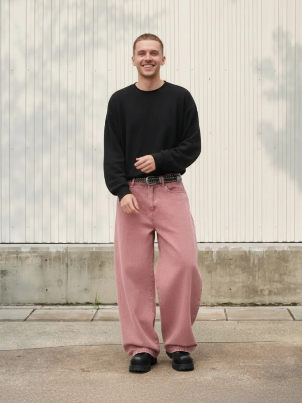 Men's Dusty Pink Baggy Jeans