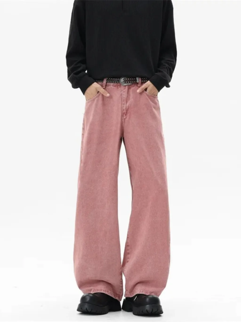 Men's Dusty Pink Baggy Jeans — quality denim, made to last