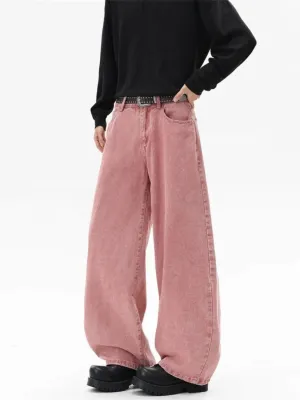 Men's Dusty Pink Baggy Jeans — view 4
