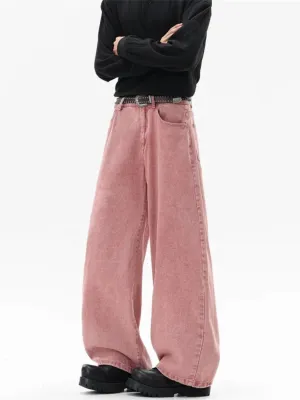 Men's Dusty Pink Baggy Jeans — view 6