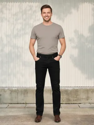 Men's Elegant Black Slim-Fit Jeans — view 1