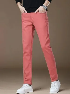 Men's Elegant Pink Slim Fit Jeans — view 2