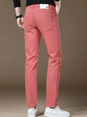 Men's Elegant Pink Slim Fit Jeans — view 5