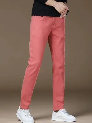 Men's Elegant Pink Slim Fit Jeans — view 6