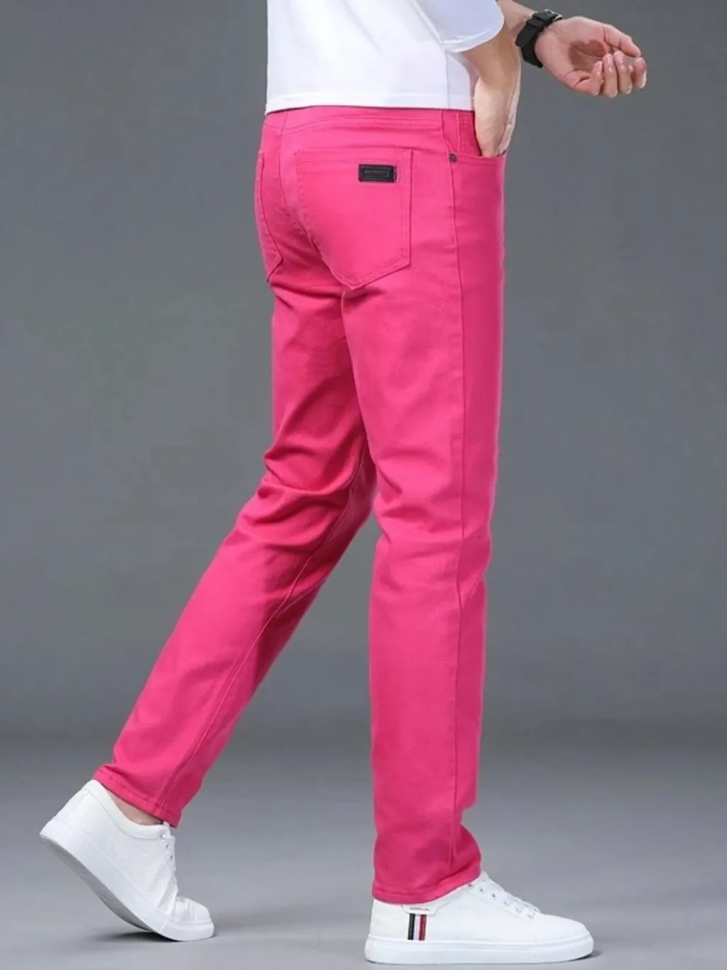 Men's Fuchsia Pink Slim Fit Urban Jeans — a pair designed to be worn everywhere