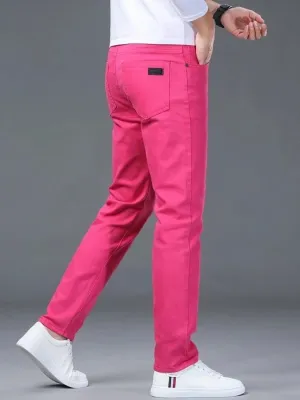 Men's Fuchsia Pink Slim Fit Urban Jeans — view 2