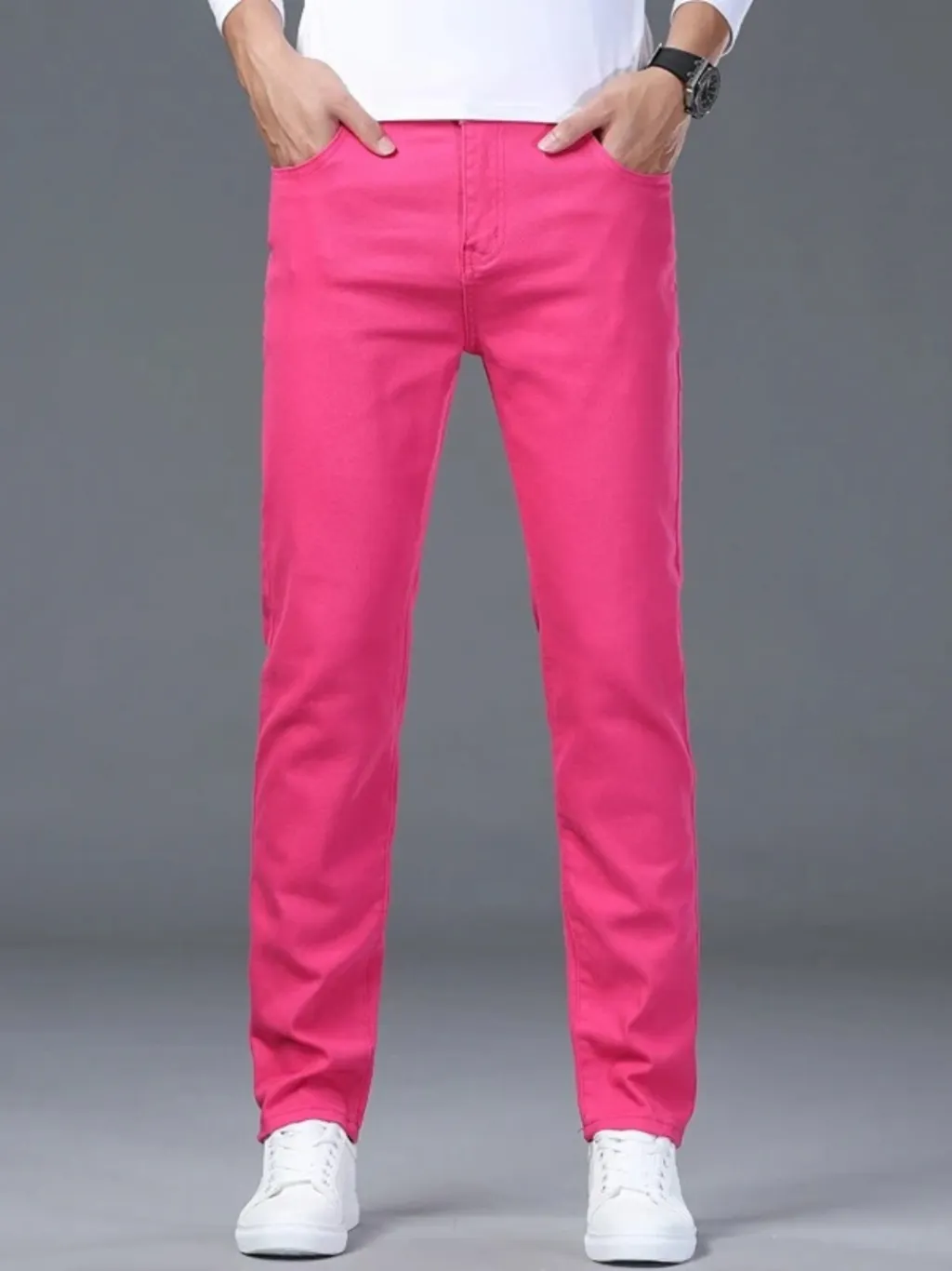 Men's Fuchsia Pink Slim Fit Urban Jeans — endless ways to style it