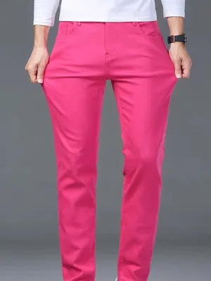 Men's Fuchsia Pink Slim Fit Urban Jeans — view 5