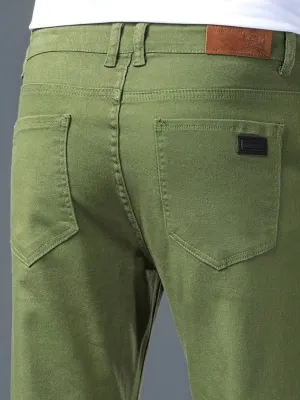 Men's Green Slim Fit Chino-Style Jeans — view 4