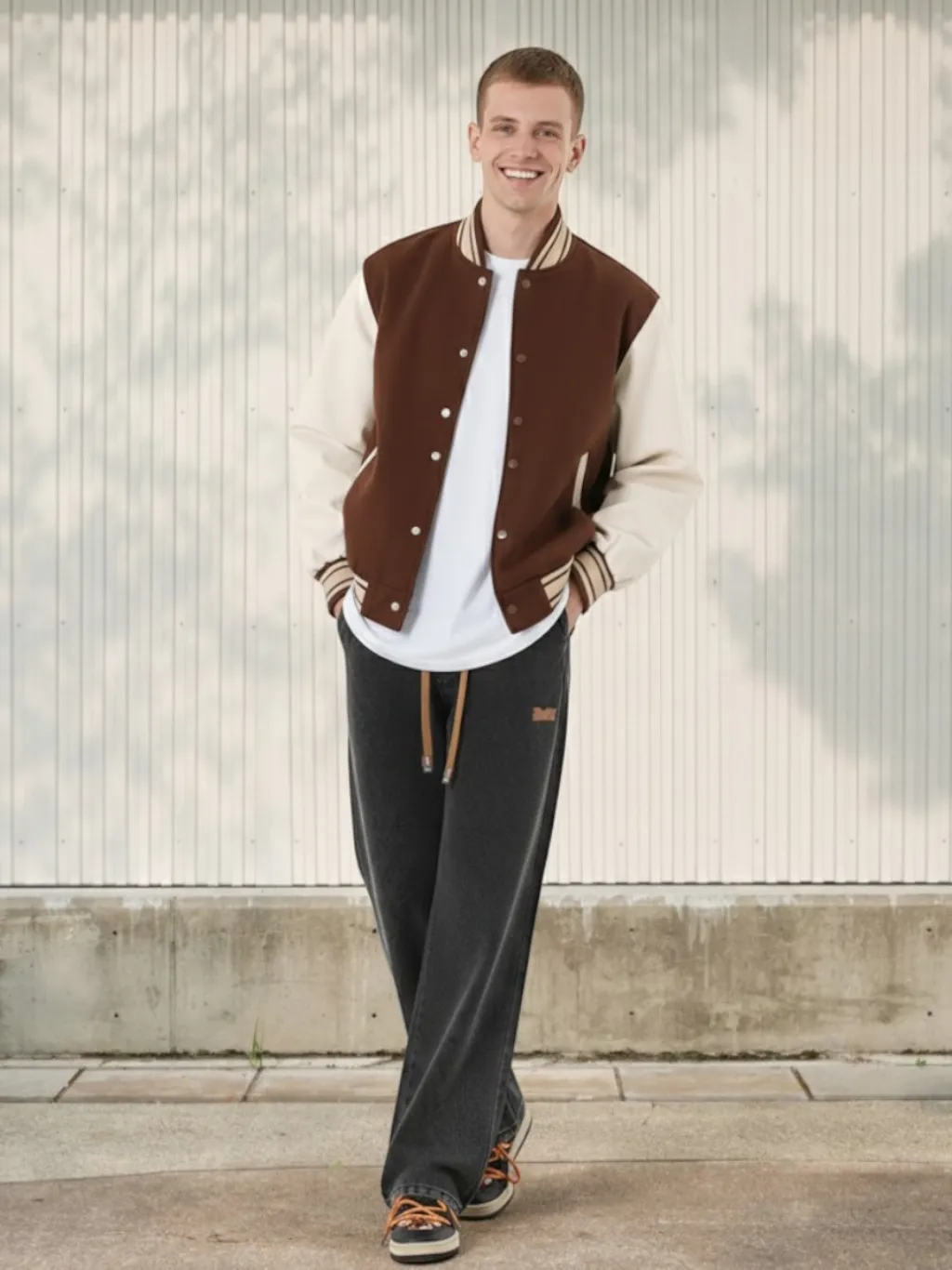 Men's Grey Loose-Fit Jeans with Elastic Waist