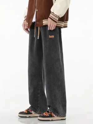 Men's Grey Loose-Fit Jeans with Elastic Waist — view 2