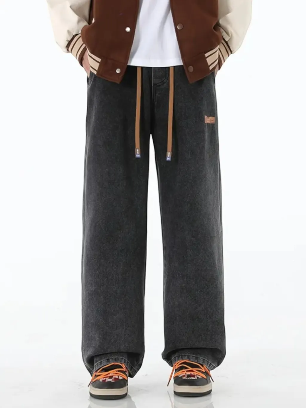 Men's Grey Loose-Fit Jeans with Elastic Waist — quality denim, made to last