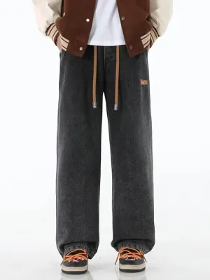 Men's Grey Loose-Fit Jeans with Elastic Waist — view 3