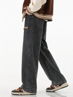 Men's Grey Loose-Fit Jeans with Elastic Waist — view 4