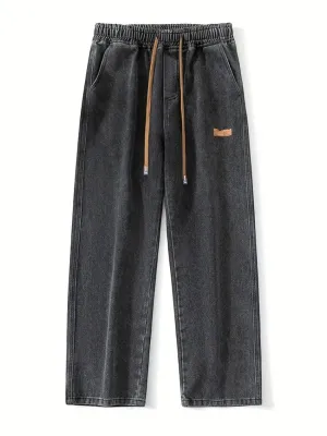 Men's Grey Loose-Fit Jeans with Elastic Waist — view 6
