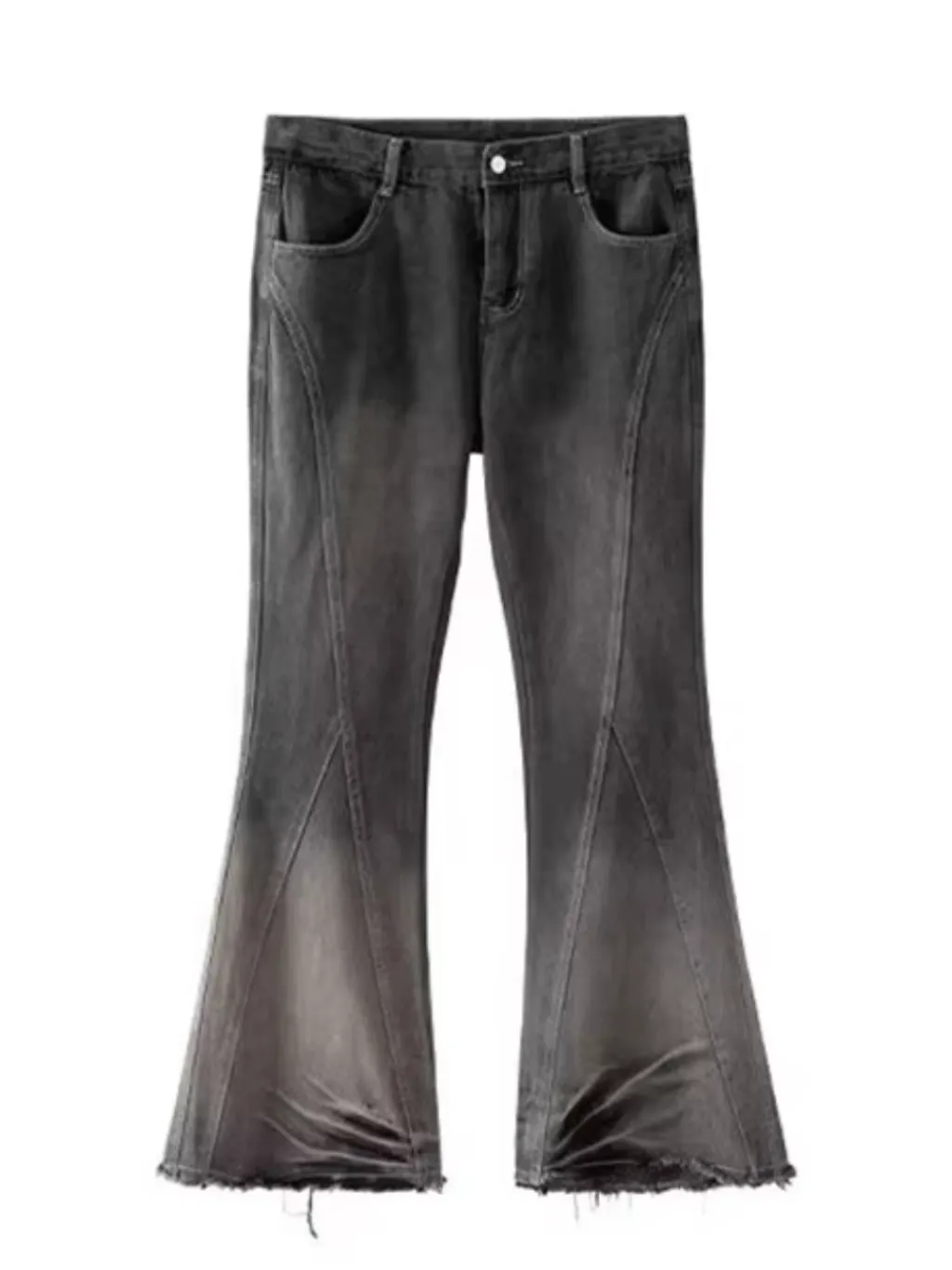Men's Grey Washed Flared Jeans with Graphic Stitching — endless ways to style it