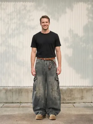 Men's Grey Washed Loose Balloon Jeans — view 1