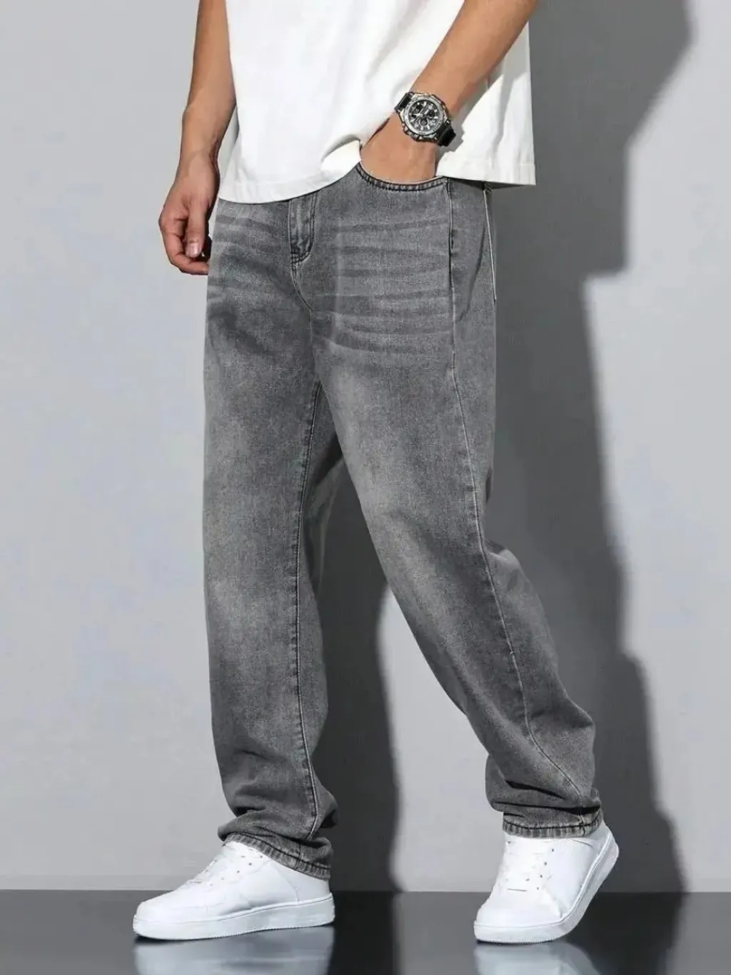 Men's Grey Washed Regular Straight Jeans — a pair designed to be worn everywhere