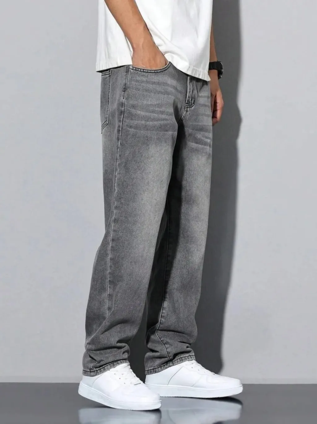 Men's Grey Washed Regular Straight Jeans — endless ways to style it
