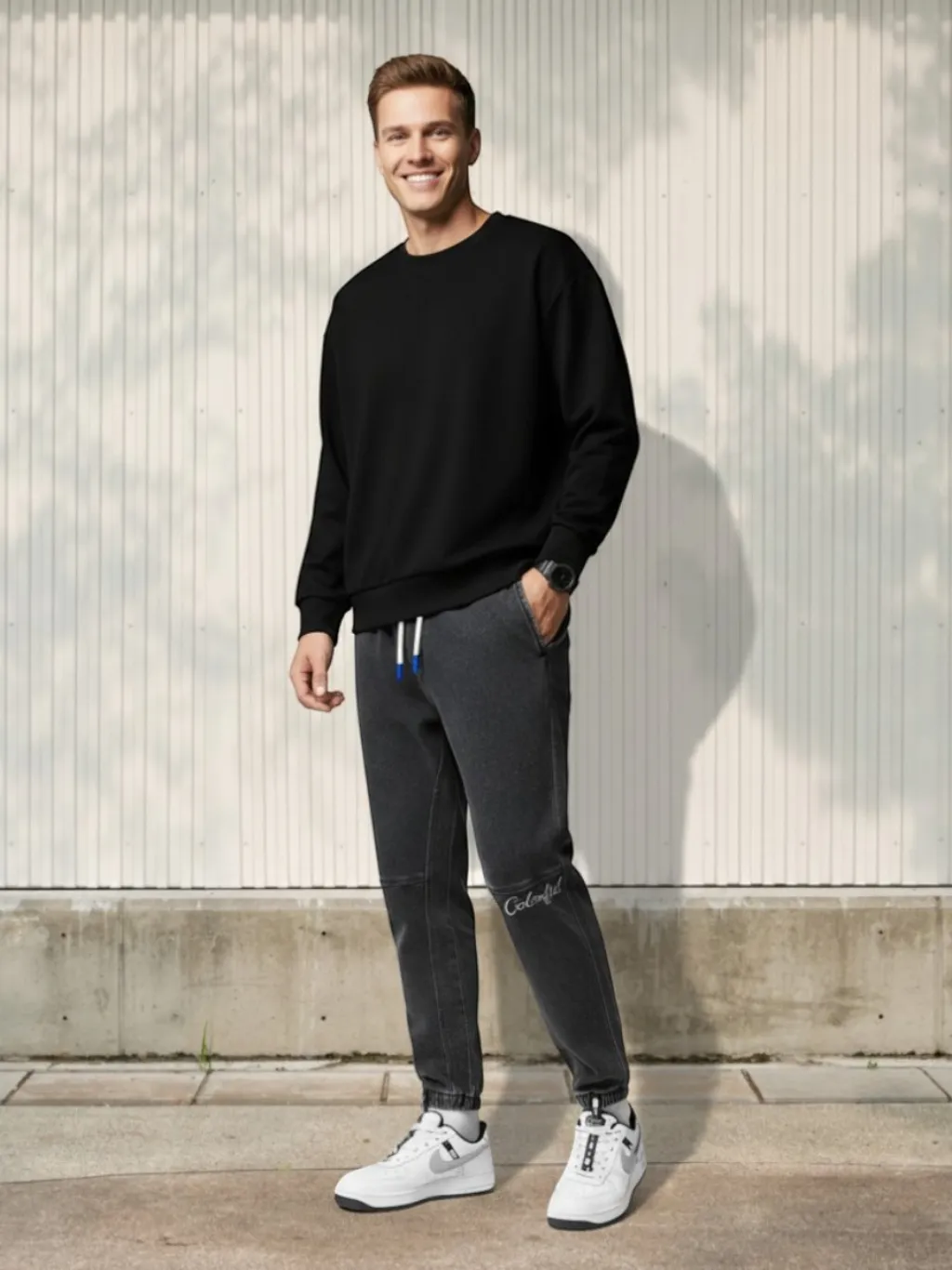 Men's Jogger Jeans with Elastic Waist & Ankles