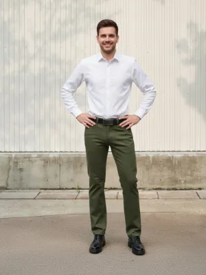 Men's Khaki Green Casual Chic Jeans — view 1