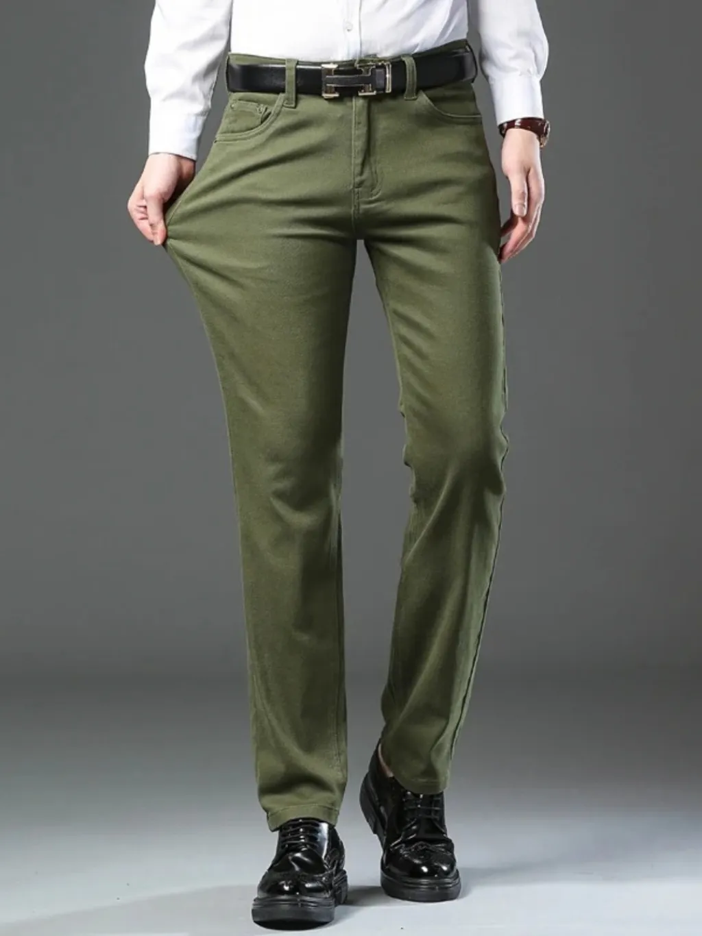 Men's Khaki Green Casual Chic Jeans — a pair designed to be worn everywhere