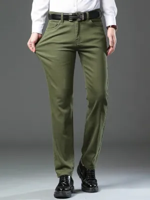 Men's Khaki Green Casual Chic Jeans — view 2