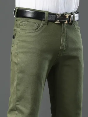 Men's Khaki Green Casual Chic Jeans — view 3