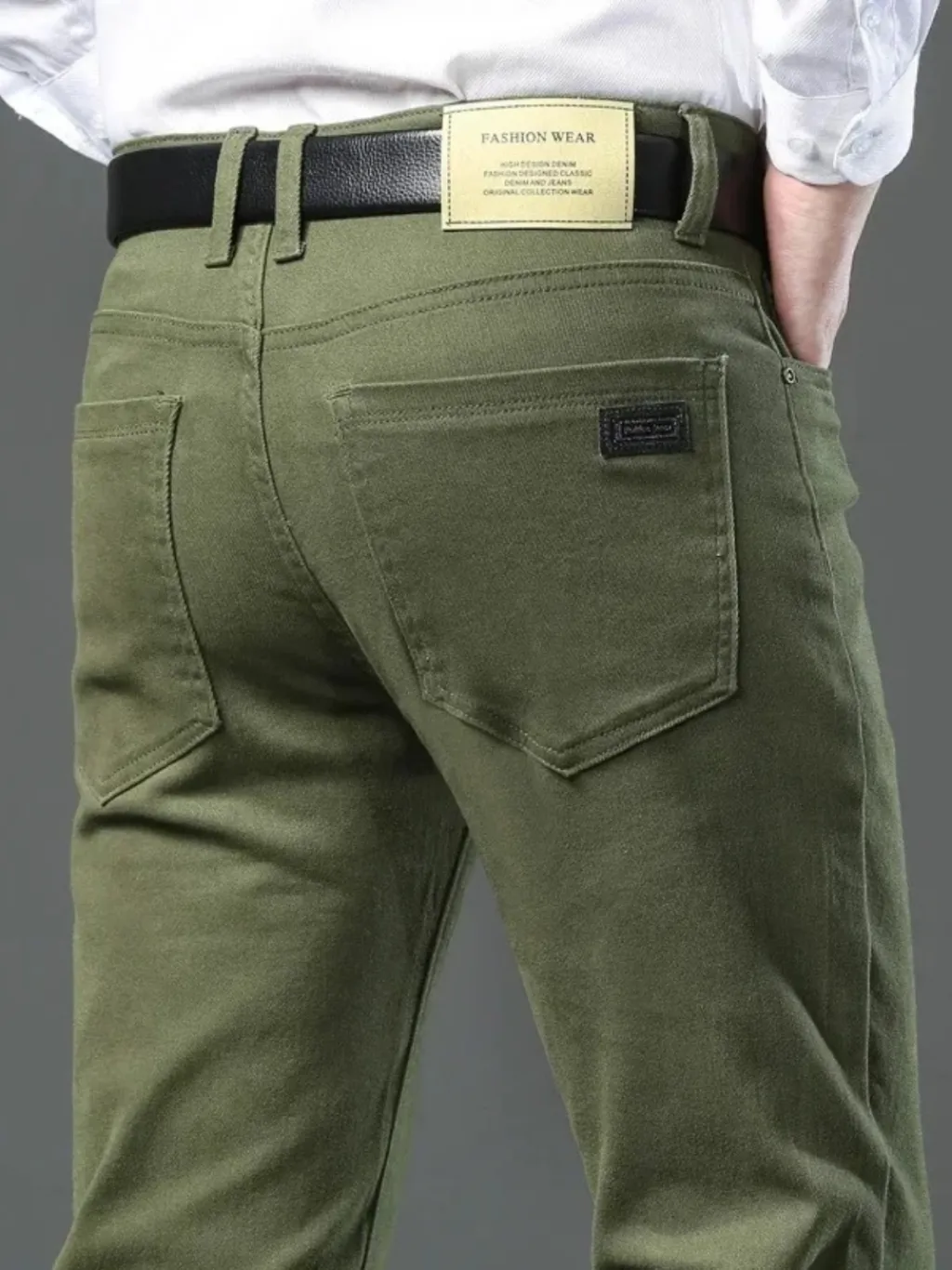 Men's Khaki Green Casual Chic Jeans — endless ways to style it