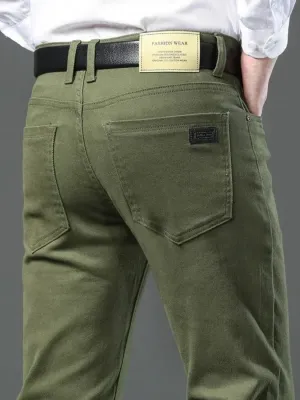 Men's Khaki Green Casual Chic Jeans — view 4
