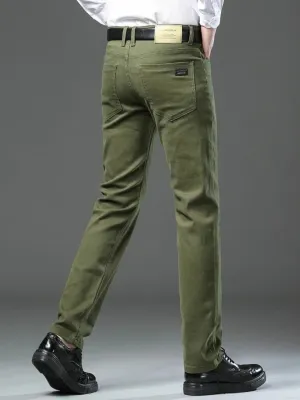 Men's Khaki Green Casual Chic Jeans — view 5