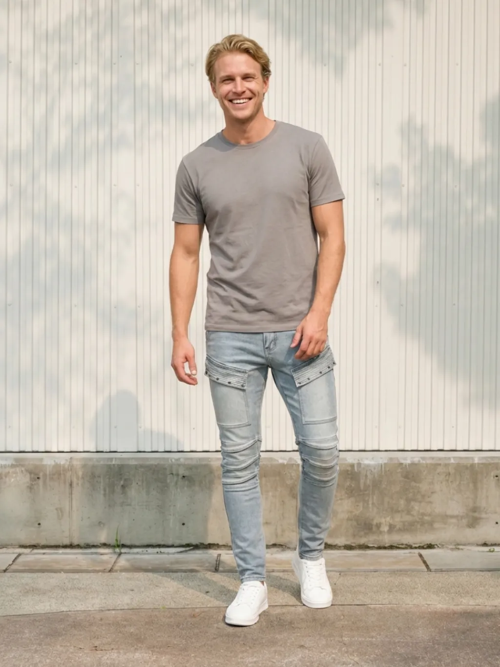 Men's Light Blue Cargo Skinny Jeans