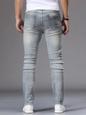 Men's Light Blue Cargo Skinny Jeans — view 4