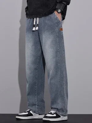 Men's Light Blue Chevron Jeans with Elastic Waist — view 2