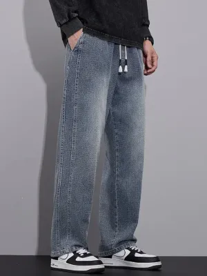 Men's Light Blue Chevron Jeans with Elastic Waist — view 3