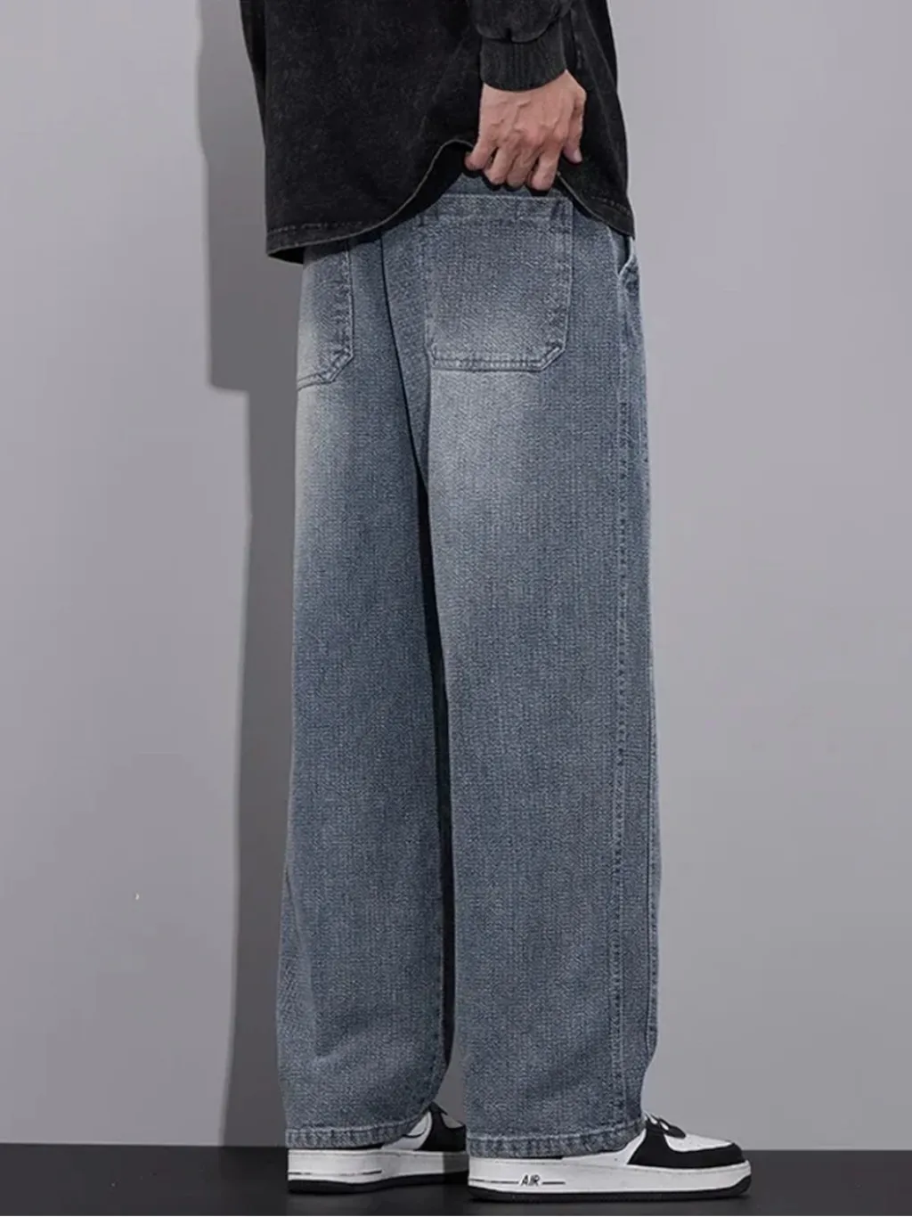 Men's Light Blue Chevron Jeans with Elastic Waist — endless ways to style it