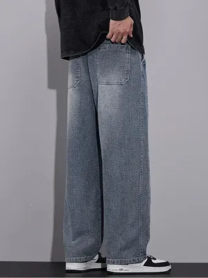 Men's Light Blue Chevron Jeans with Elastic Waist — view 4