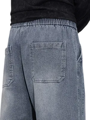 Men's Light Blue Chevron Jeans with Elastic Waist — view 5