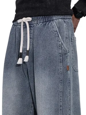 Men's Light Blue Chevron Jeans with Elastic Waist — view 6