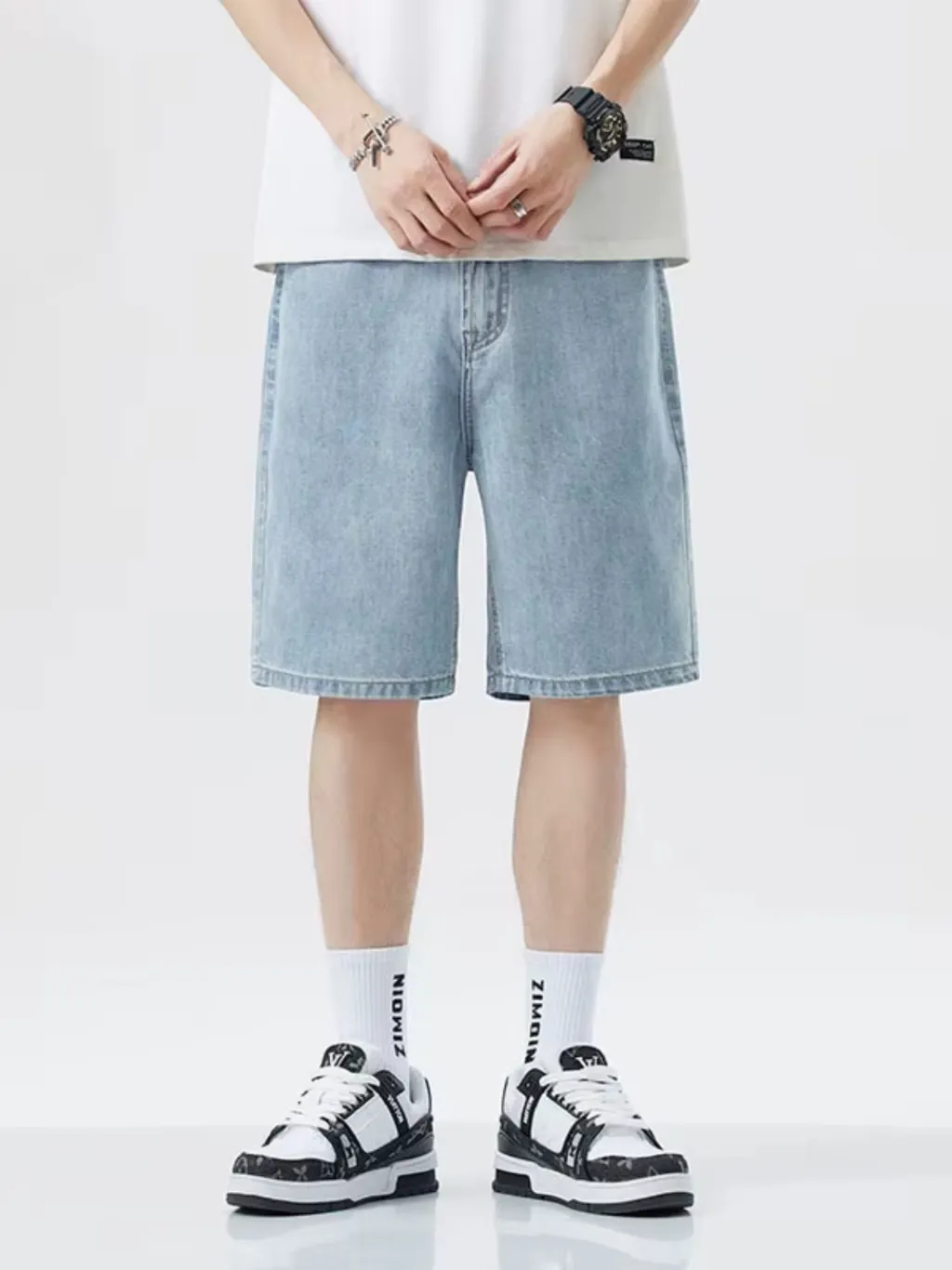 Men's Light Blue Loose Denim Bermuda Shorts — a pair designed to be worn everywhere