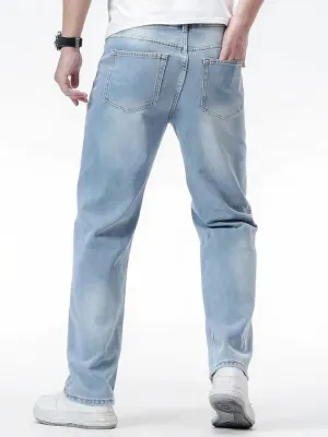 Men's Light Blue Straight Jeans, Casual Style — view 2